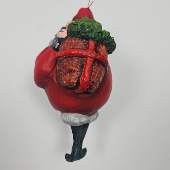 Rare Vintage Retired Dept 56 Santa Claus Ornament Round Hand Painted Skinny Legs - Picture 2 of 5